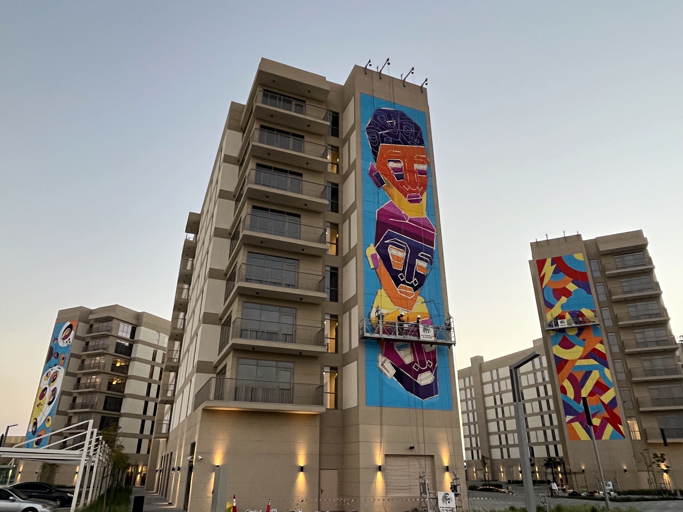 A coordinated programme of monumental Aldar mural facades on Yas Island